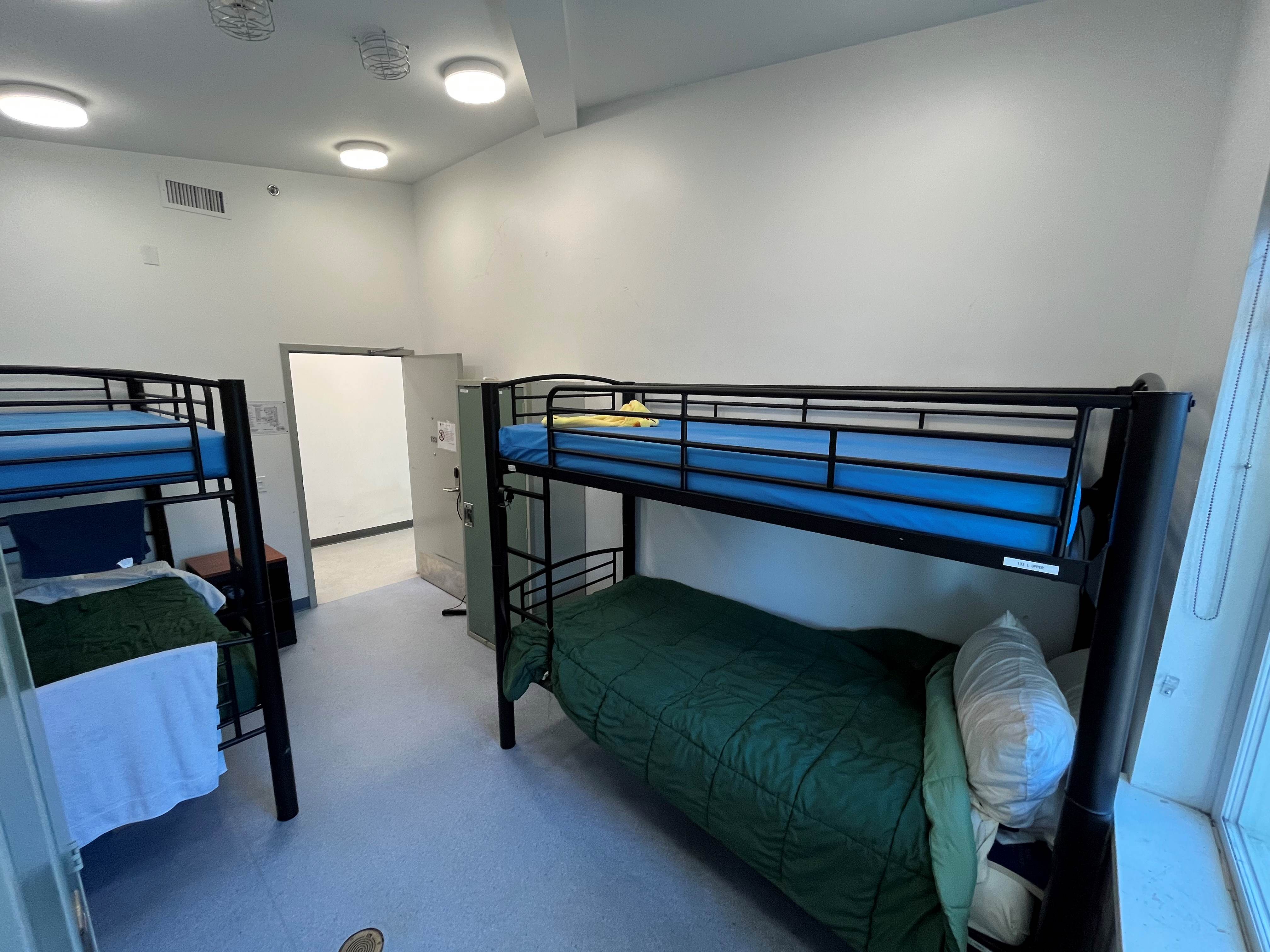 Emergency shelter room with double beds