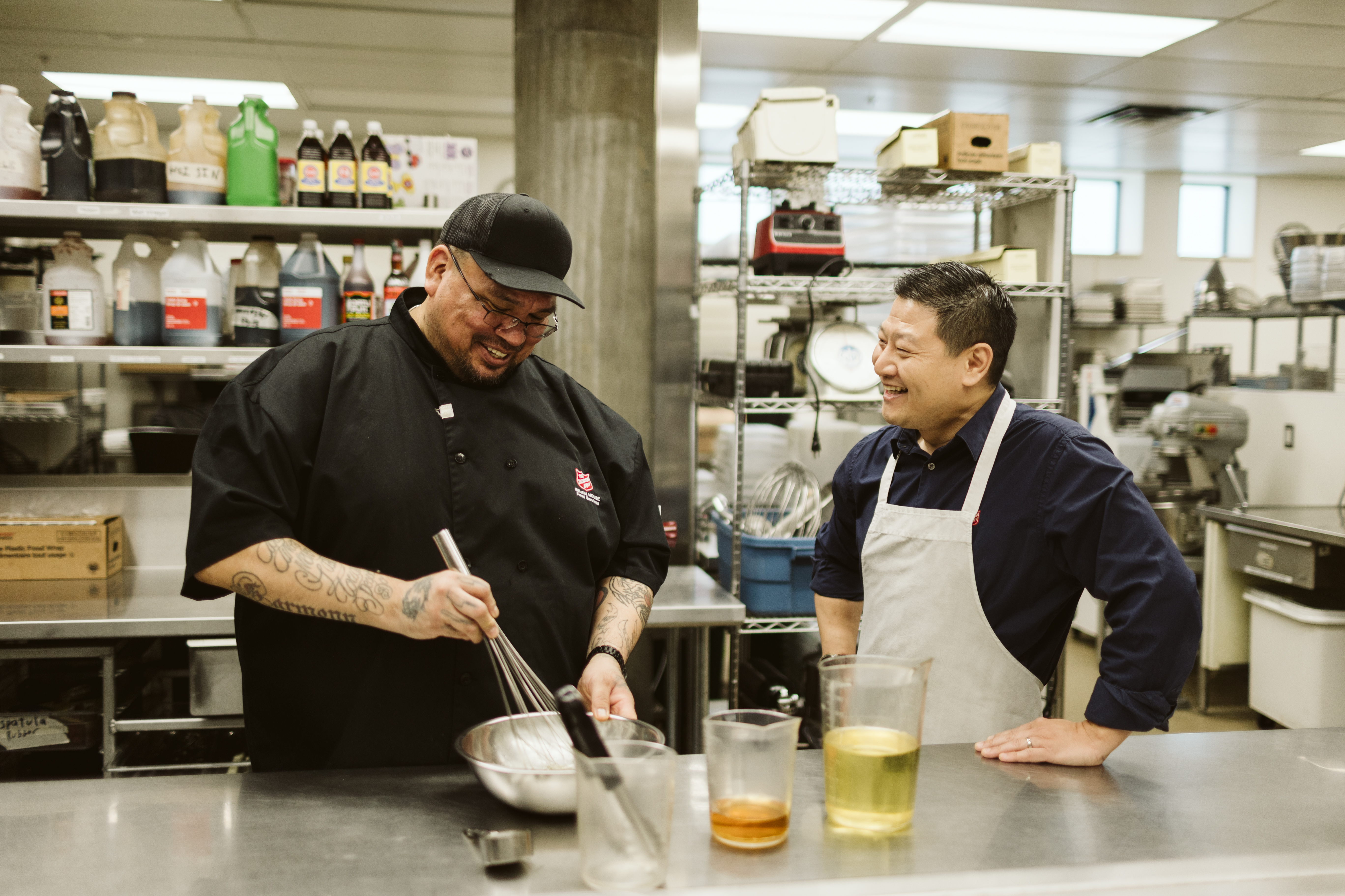 Two employees in the kitchen