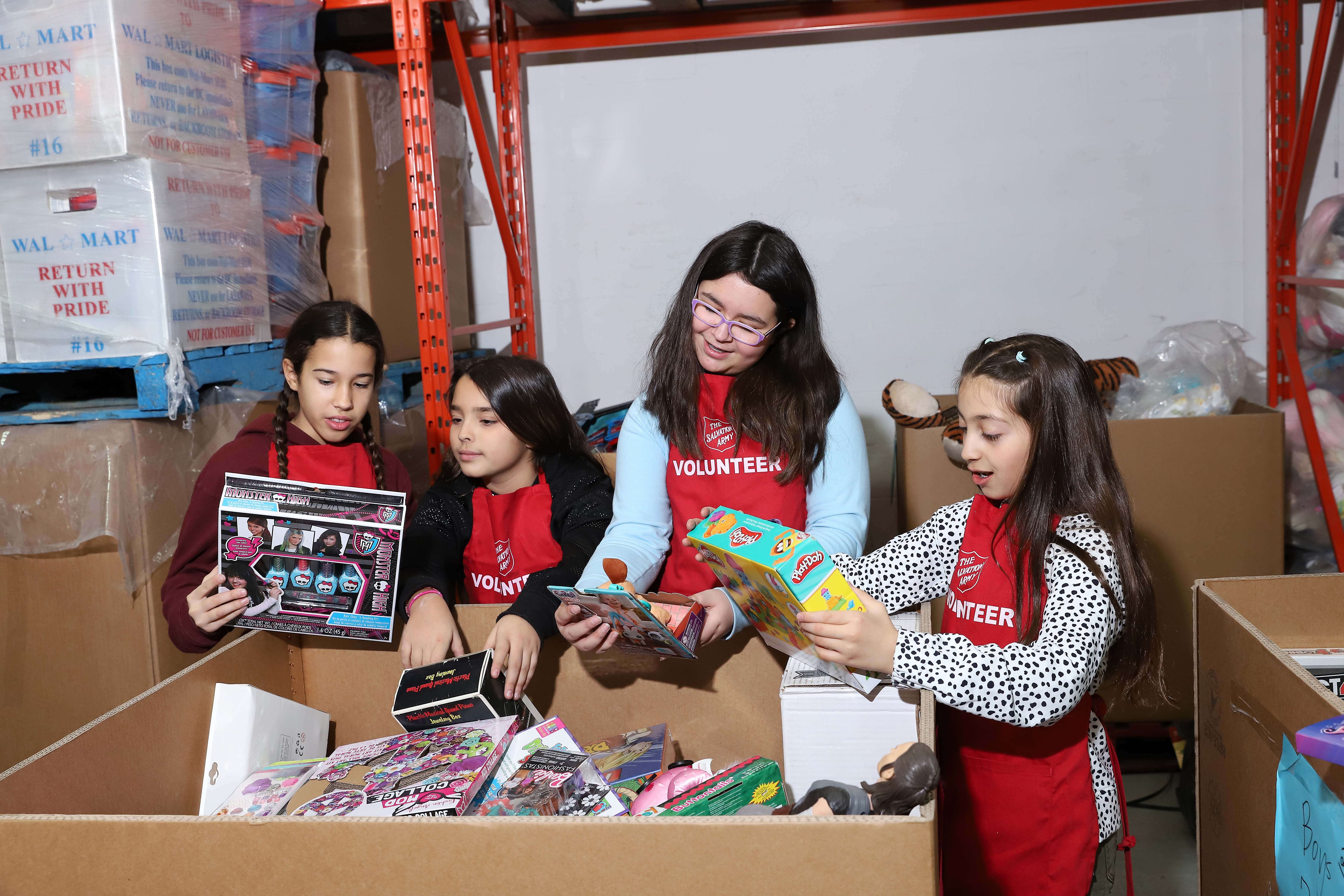 Children collecting Christmas presents